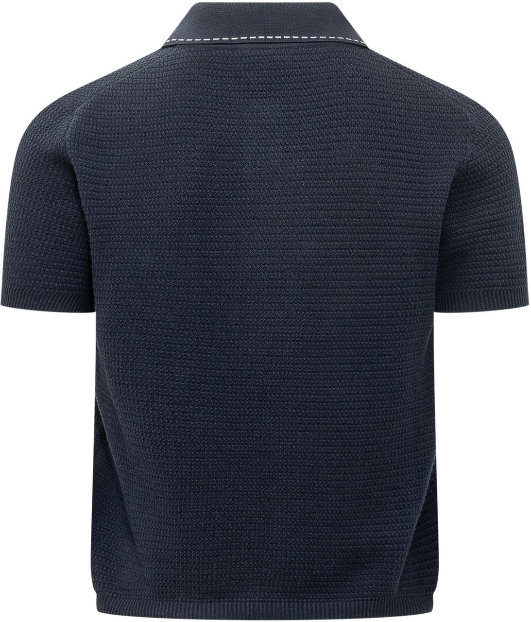Versace Polo in Maglia con Bottoni Navy