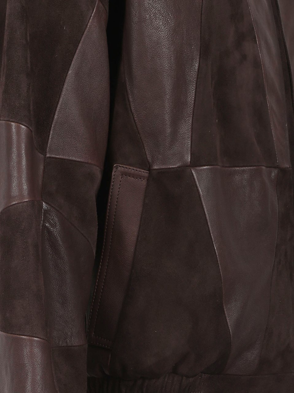 Versace Patchwork Leather Coat with Classic Collar and Zipper Closure Zwart