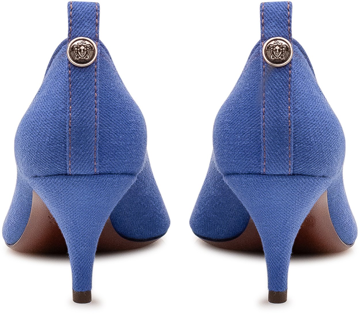 Versace Décolleté con Punta Affusolata e Tacco Medio Blauw