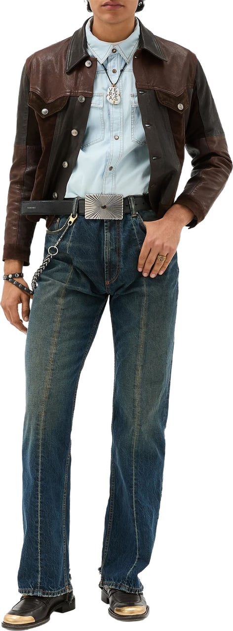 Versace Blue Shibuya Non-Stretch Vintage Denim Jeans Grijs