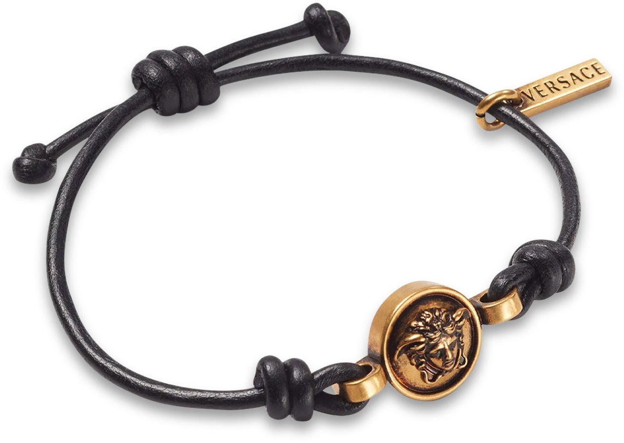 Versace Bracciale con Cordino e Elemento Medusa Zwart