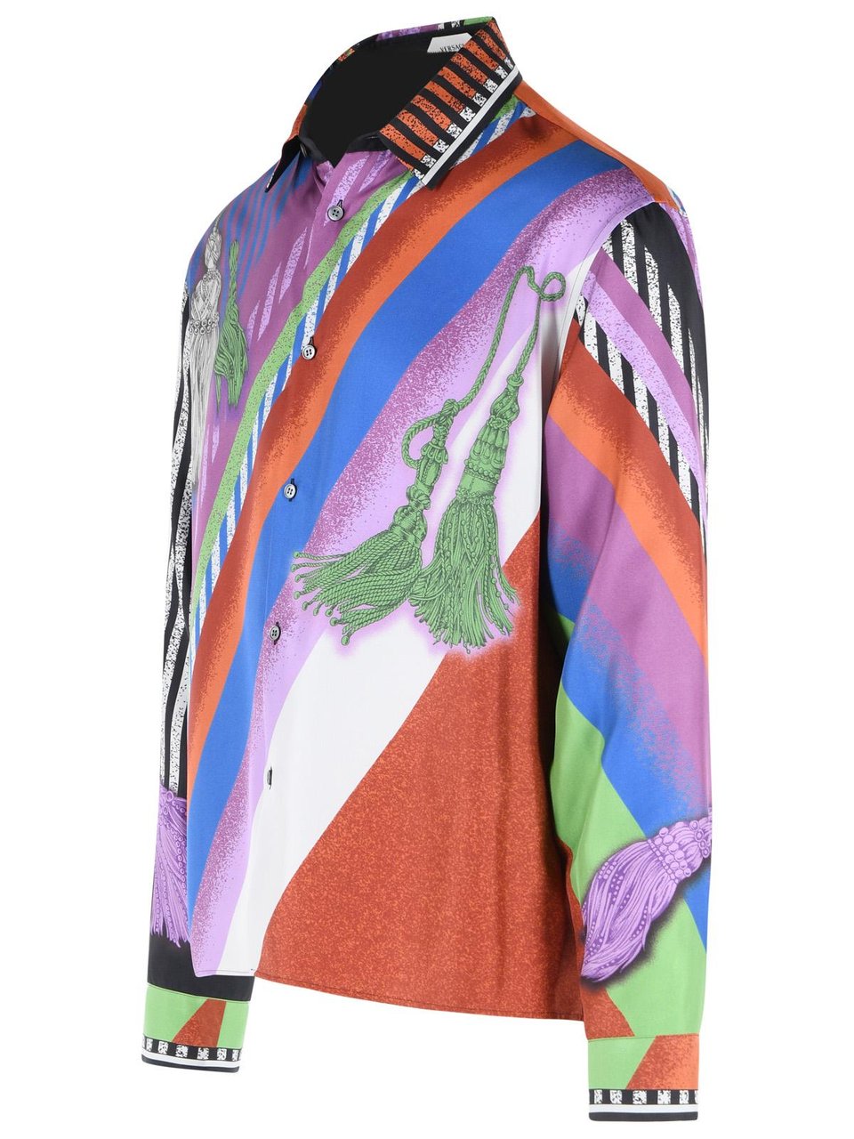 Versace Multicolor Silk Shirt Maroon