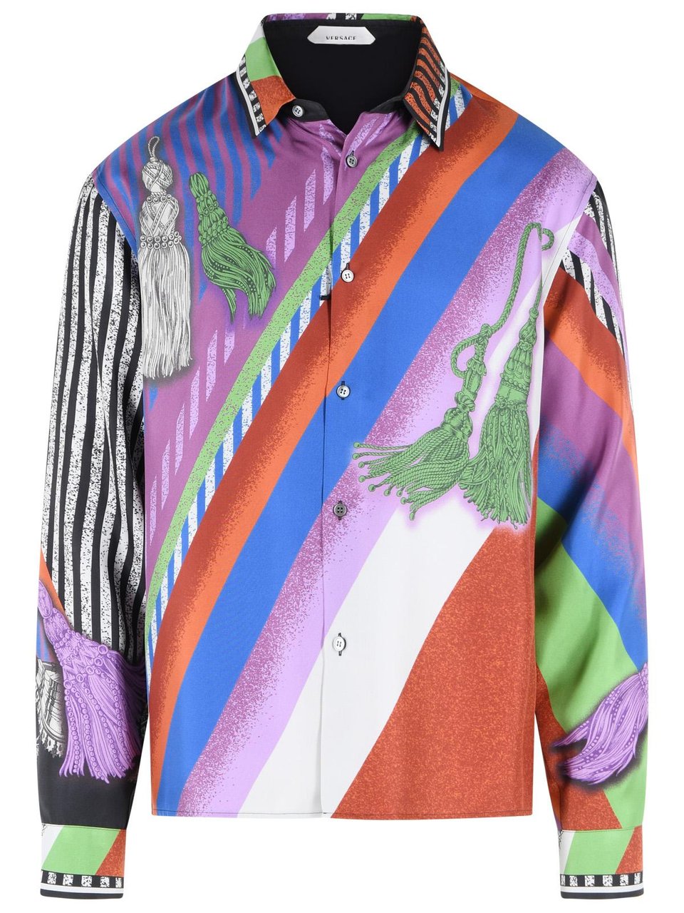Versace Multicolor Silk Shirt Maroon
