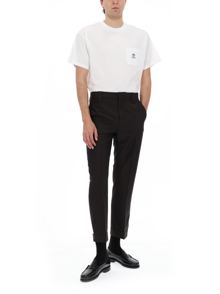 Versace White Small Chest Pocket Logo T-Shirt Wit