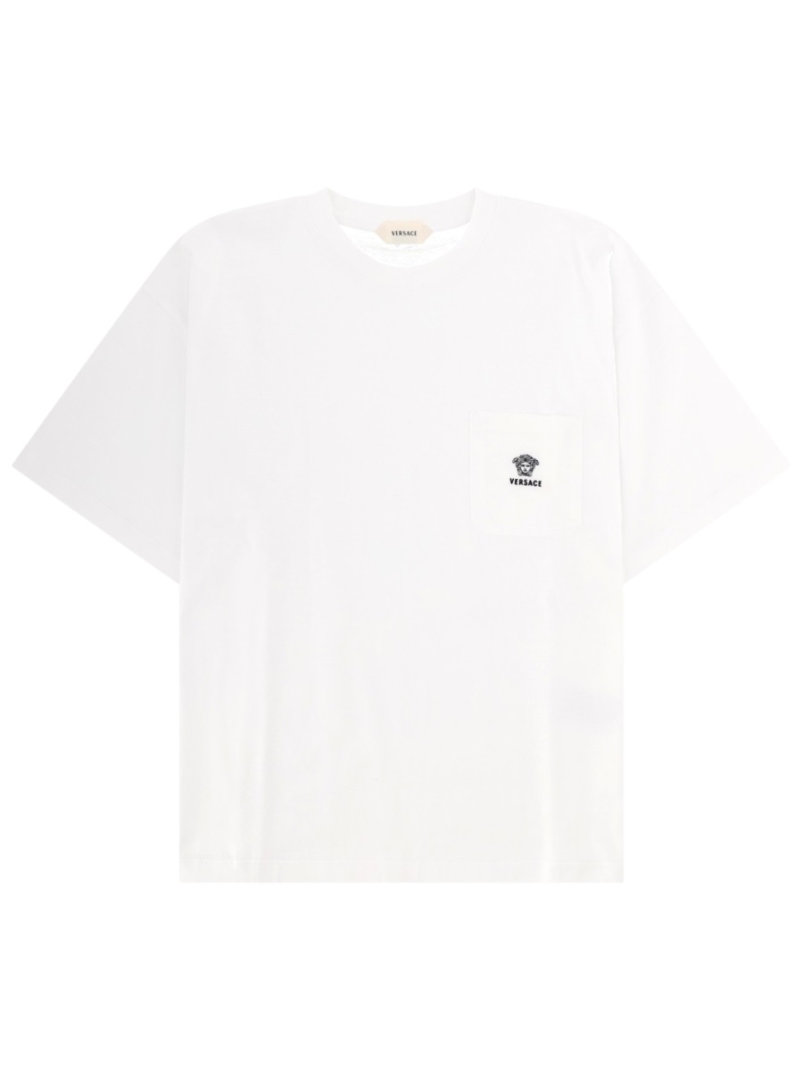 Versace White Small Chest Pocket Logo T-Shirt Wit