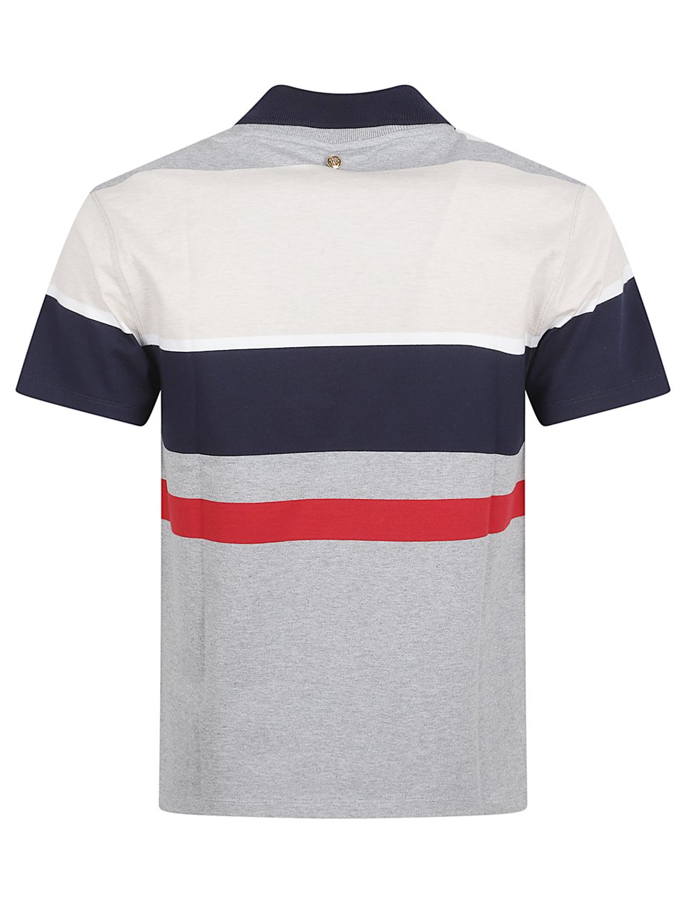 Versace Horizontal Striped Short-Sleeve Polo with Contrasting Collar Wit