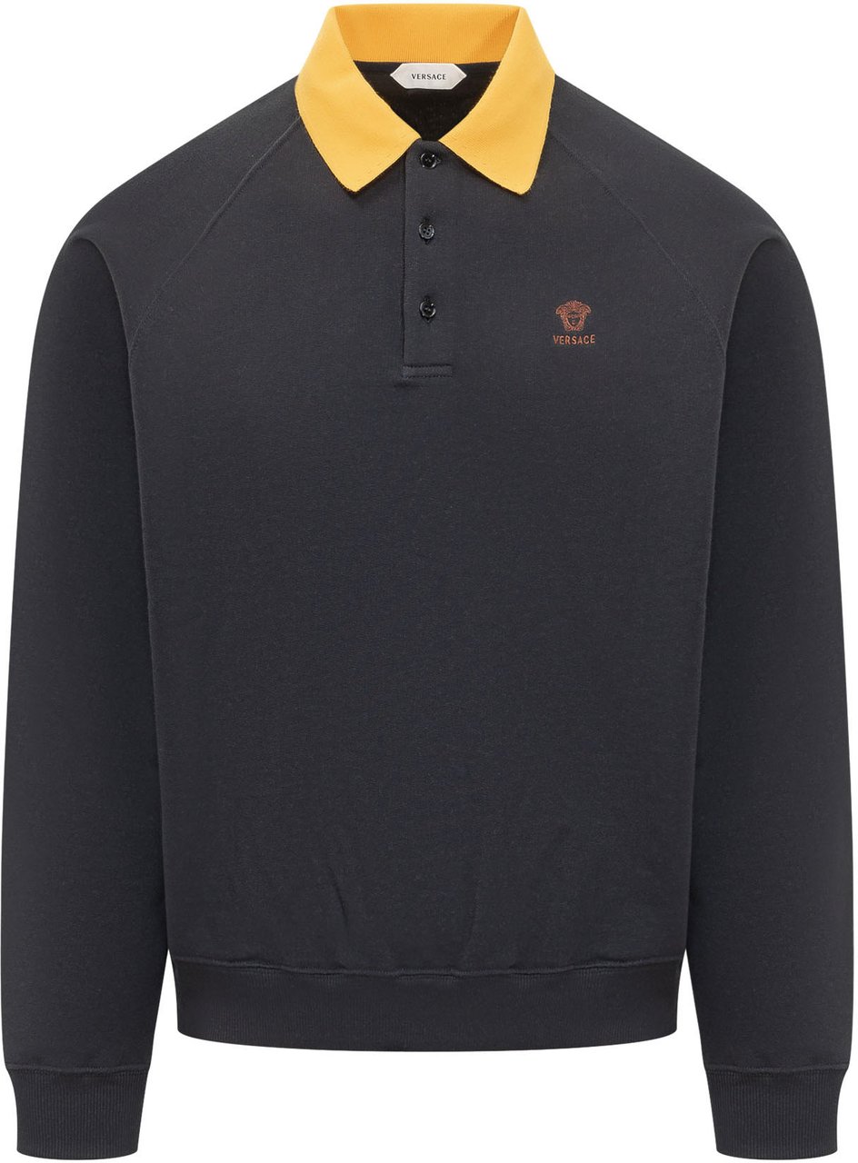 Versace Felpa con Colletto e Bottoni Zwart