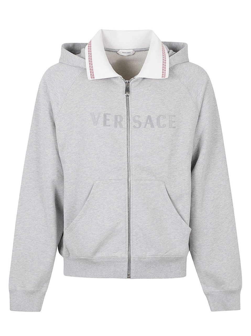 Versace Zip-up Grey Knitwear Sweater with Hood Grijs