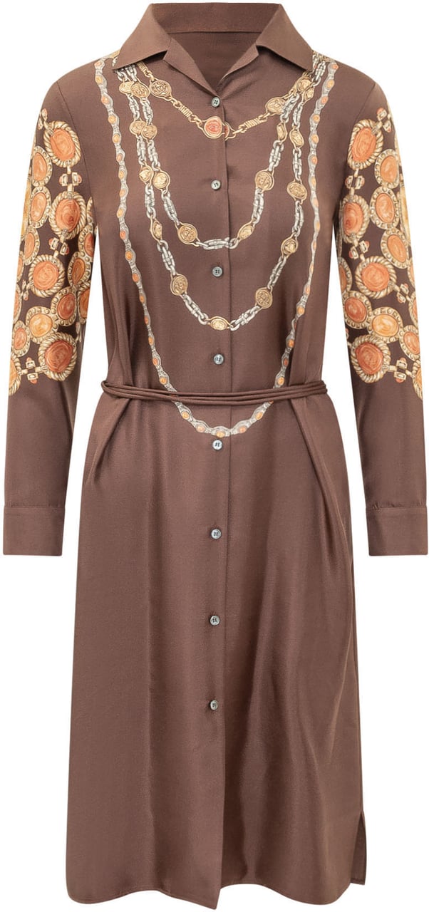 Versace Abito con Colletto e Stampa All Over Bruin