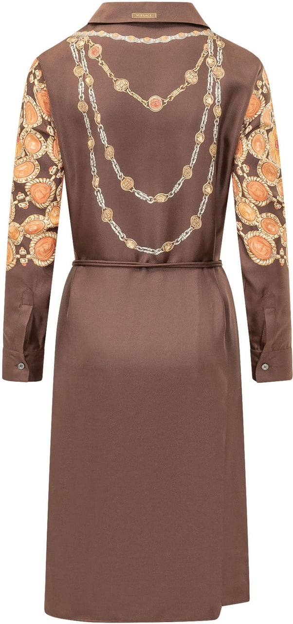 Versace Abito con Colletto e Stampa All Over Bruin