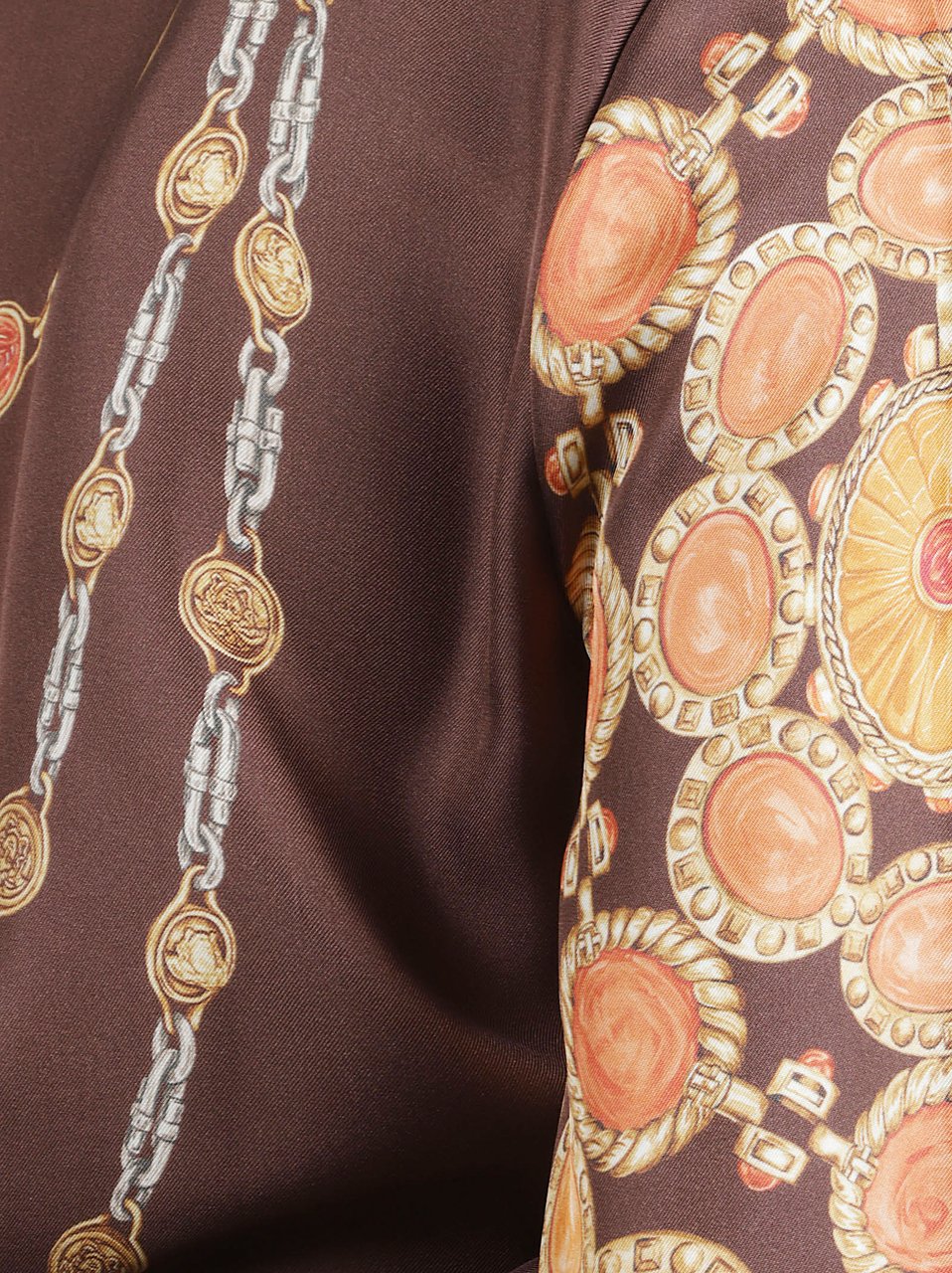Versace Button-Down Dress with Chain and Medallion Prints Grijs