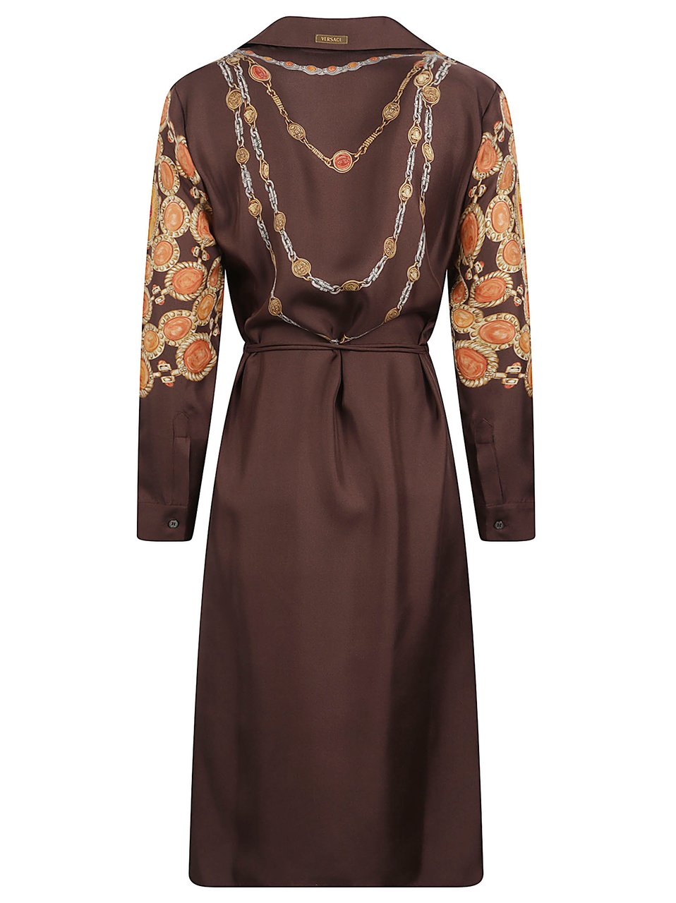 Versace Button-Down Dress with Chain and Medallion Prints Grijs
