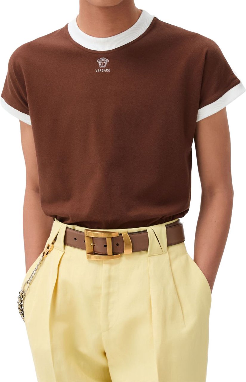 Versace T-Shirts And Polos Moka/White Bruin