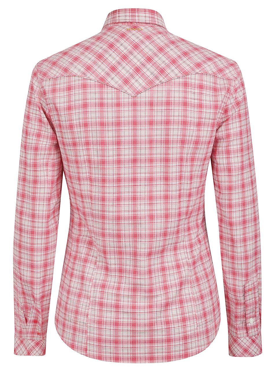 Versace Blue Checked Cotton-Poplin Slim Embroidered Shirt Roze