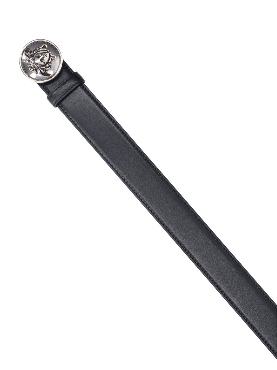 Versace Black Medusa Biggie Calf Leather Belt Zwart