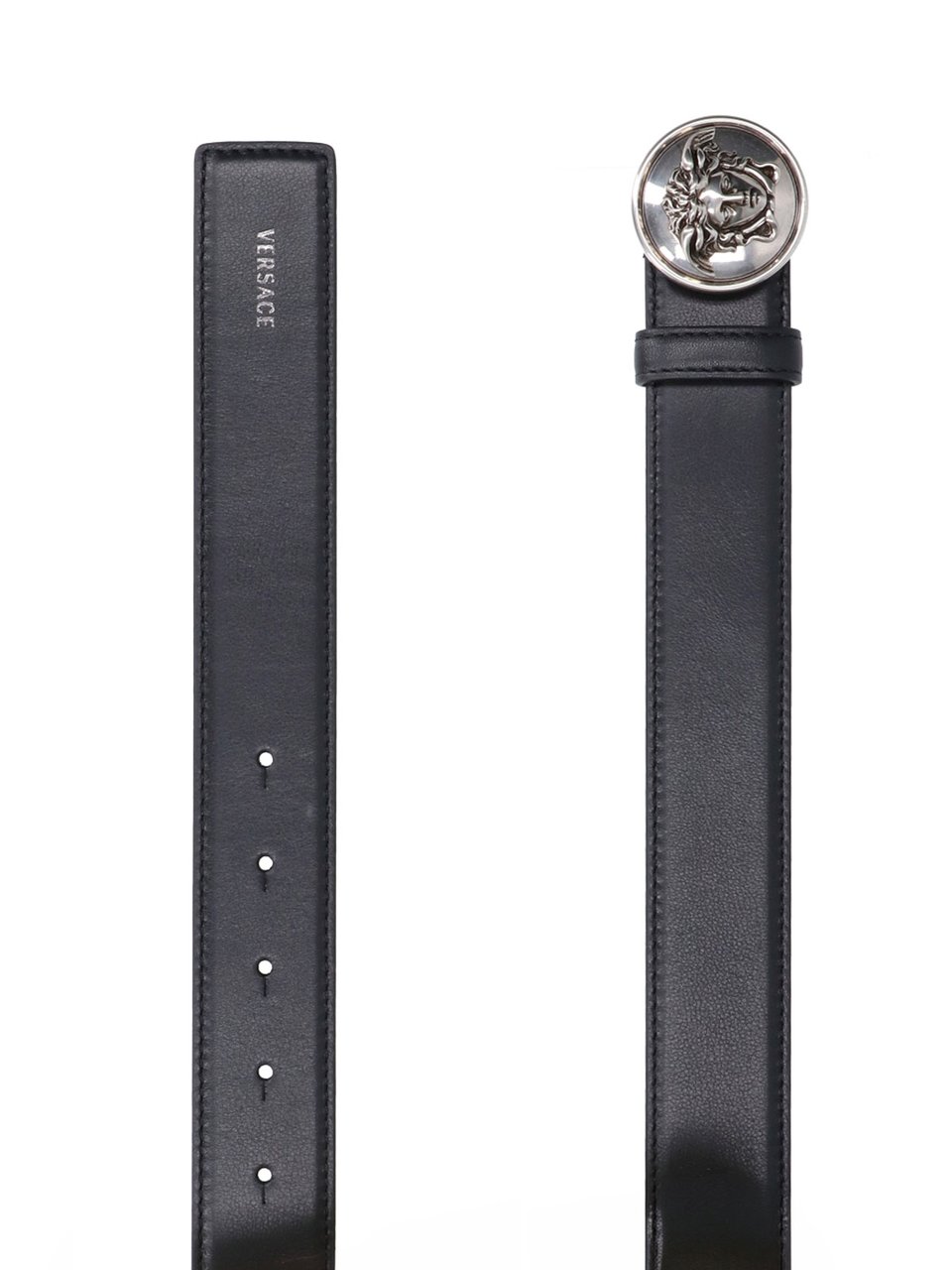 Versace Black Medusa Biggie Calf Leather Belt Zwart