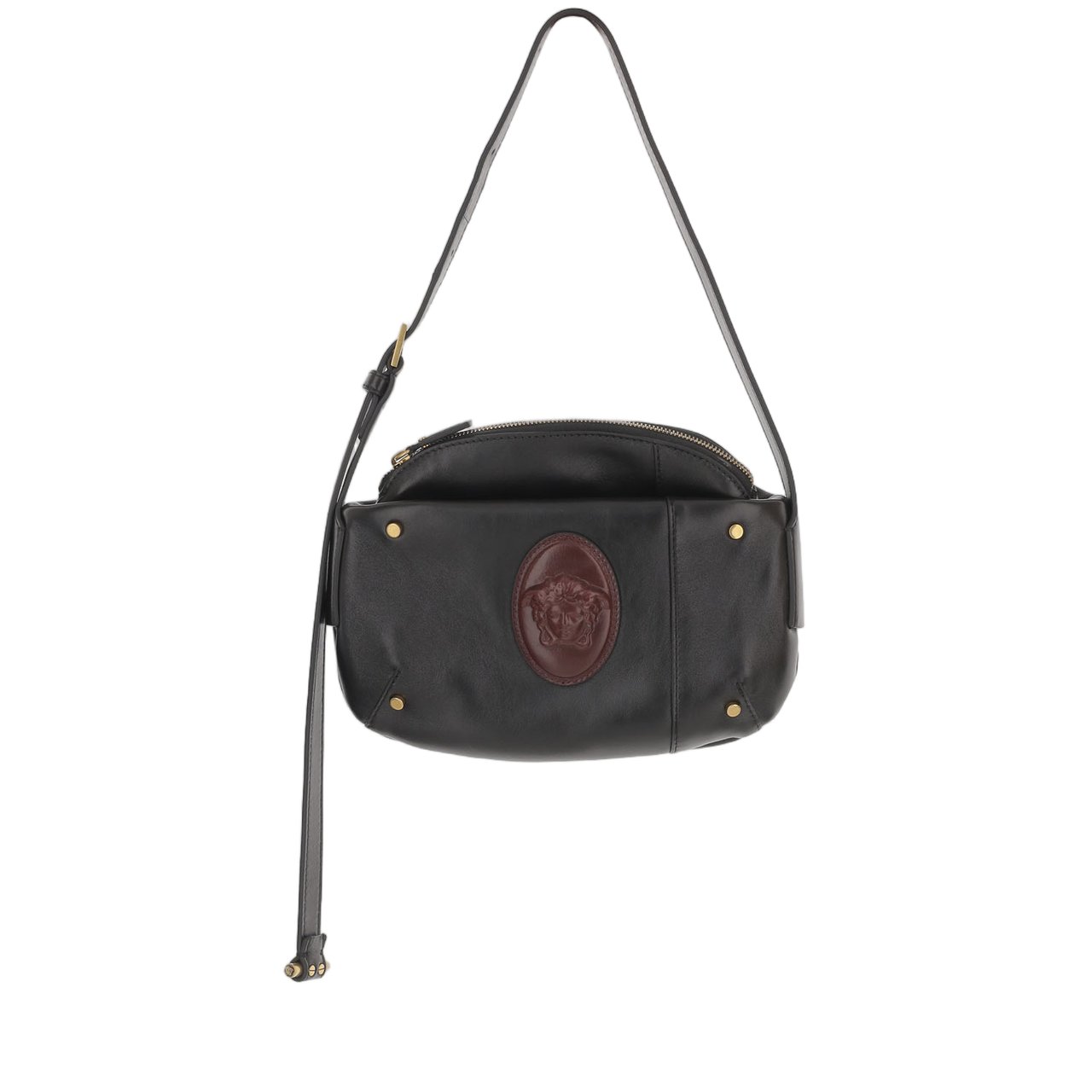 Versace Leather Shoulder Bag With Medusa Logo Zwart