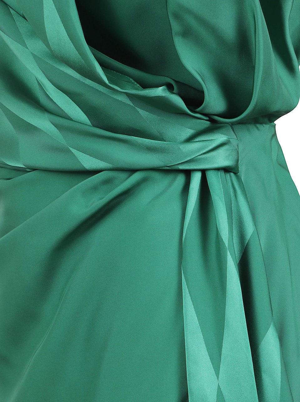 Versace Draped Twisted Knot Silk-Blend Midi Dress Groen