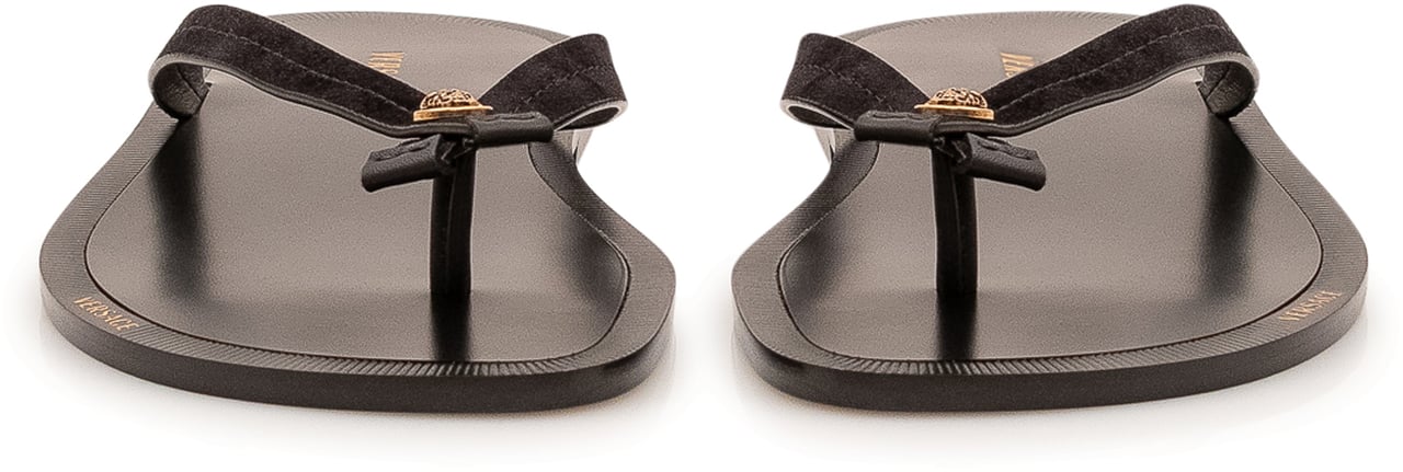 Versace Sandalo Infradito con Dettaglio Applicato Zwart