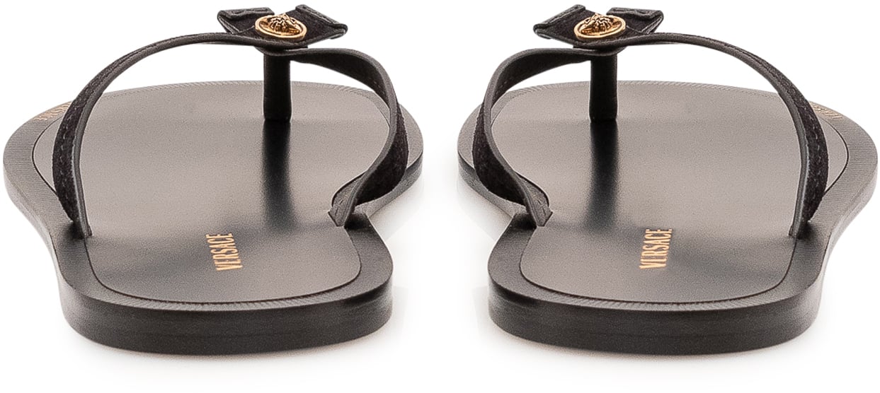 Versace Sandalo Infradito con Dettaglio Applicato Zwart