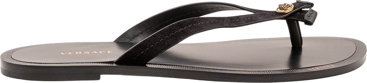 Versace Sandalo Infradito con Dettaglio Applicato Zwart