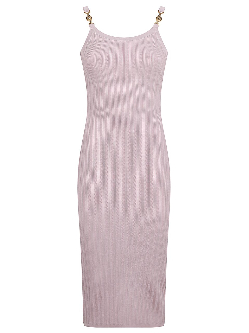 Versace Sleeveless Ribbed Knit Midi Dress with Medusa Details Paars