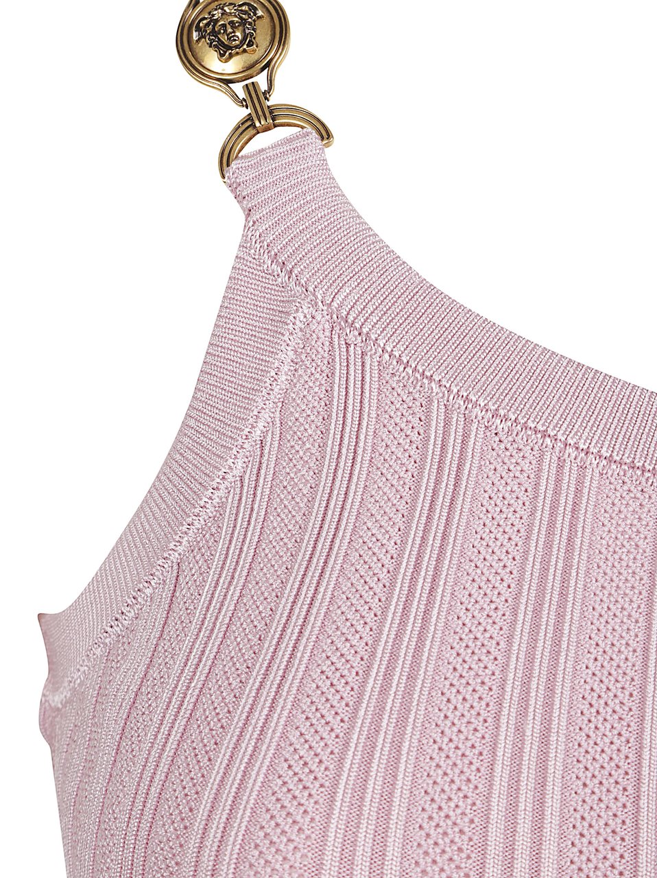 Versace Sleeveless Ribbed Knit Midi Dress with Medusa Details Paars