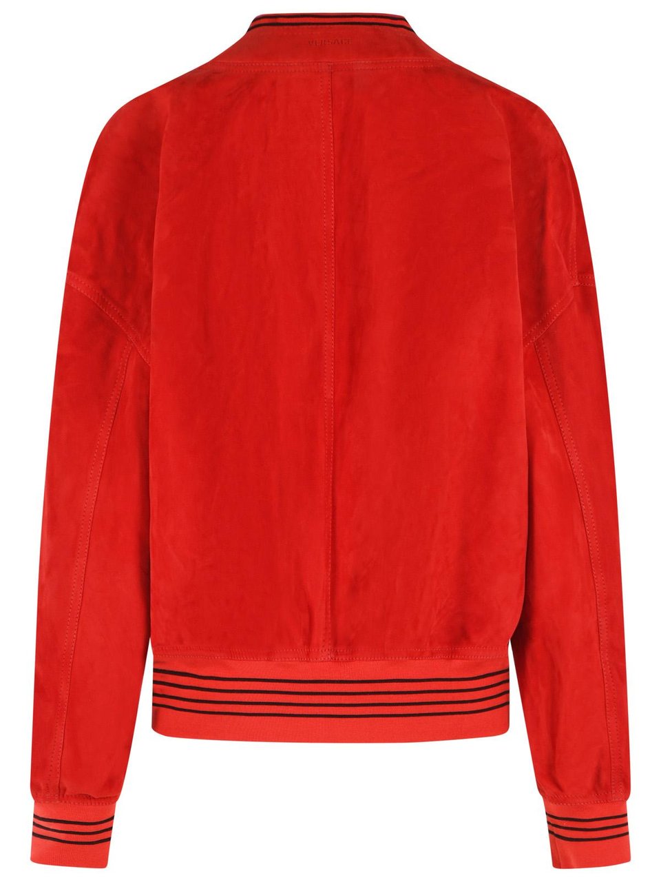 Versace Vibrant Red Suede Jacket With Deep V Neckline Rood