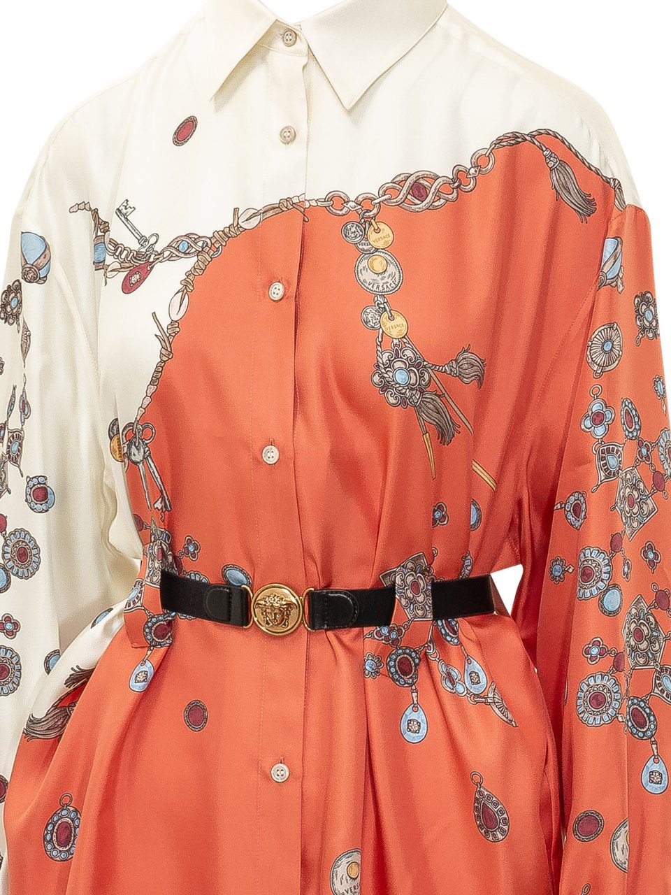Versace Abito Chemisier con Stampa Ornamentale Oranje