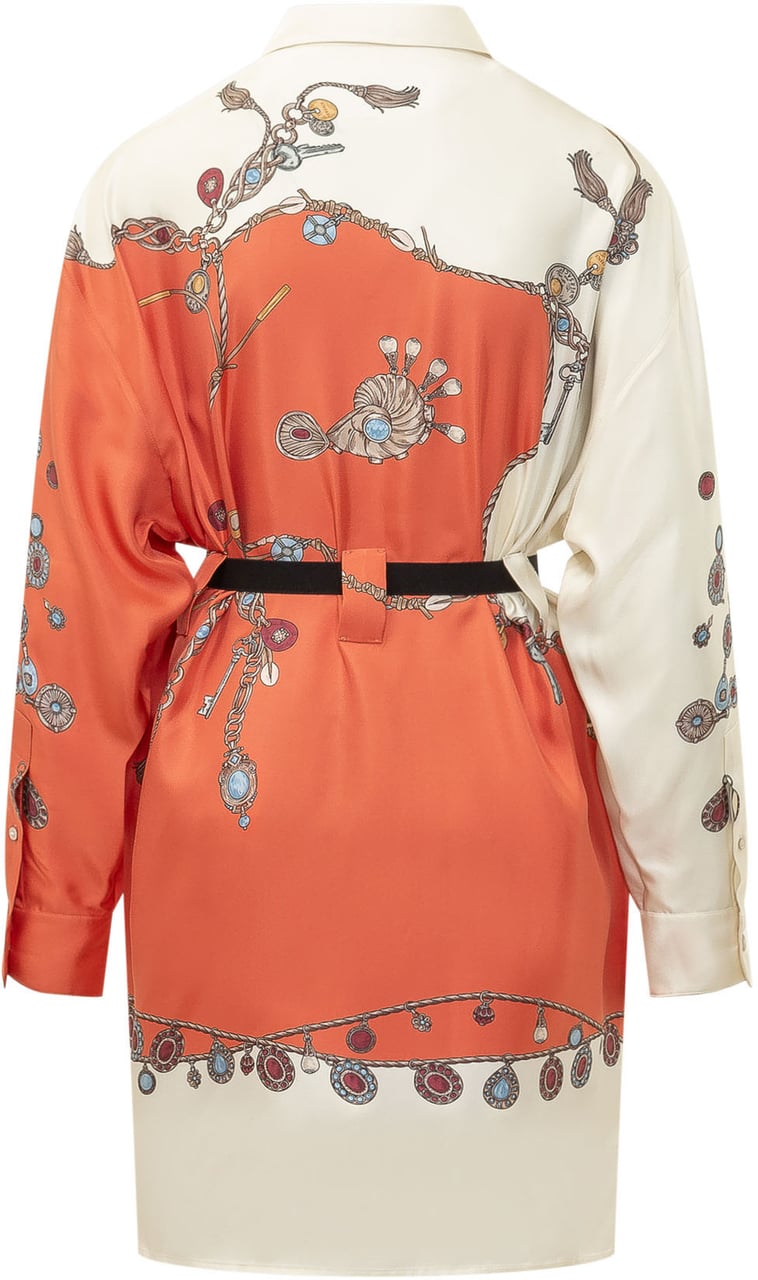Versace Abito Chemisier con Stampa Ornamentale Oranje