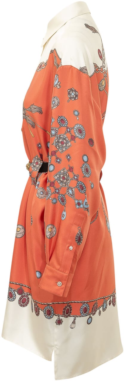 Versace Abito Chemisier con Stampa Ornamentale Oranje