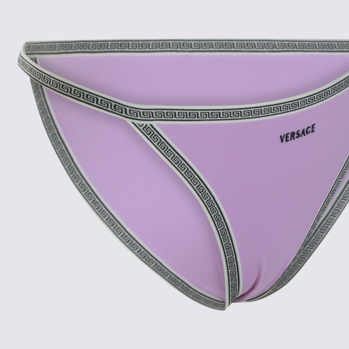 Versace Low-Rise Bikini Bottoms with Greek Key Detail Paars