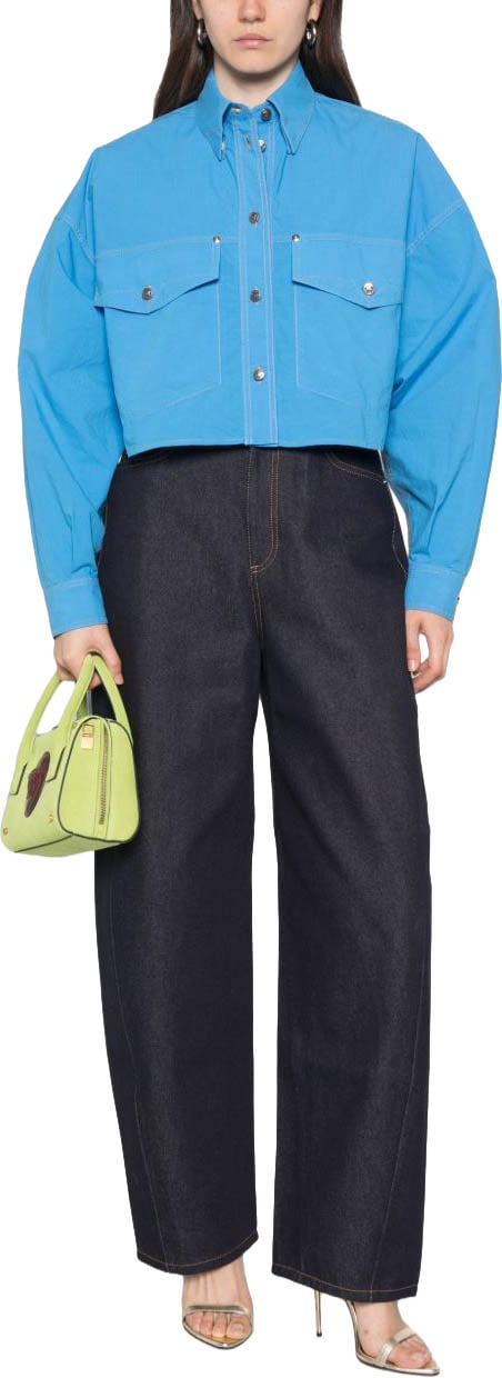 Versace Shirts Light Blue Cyaan