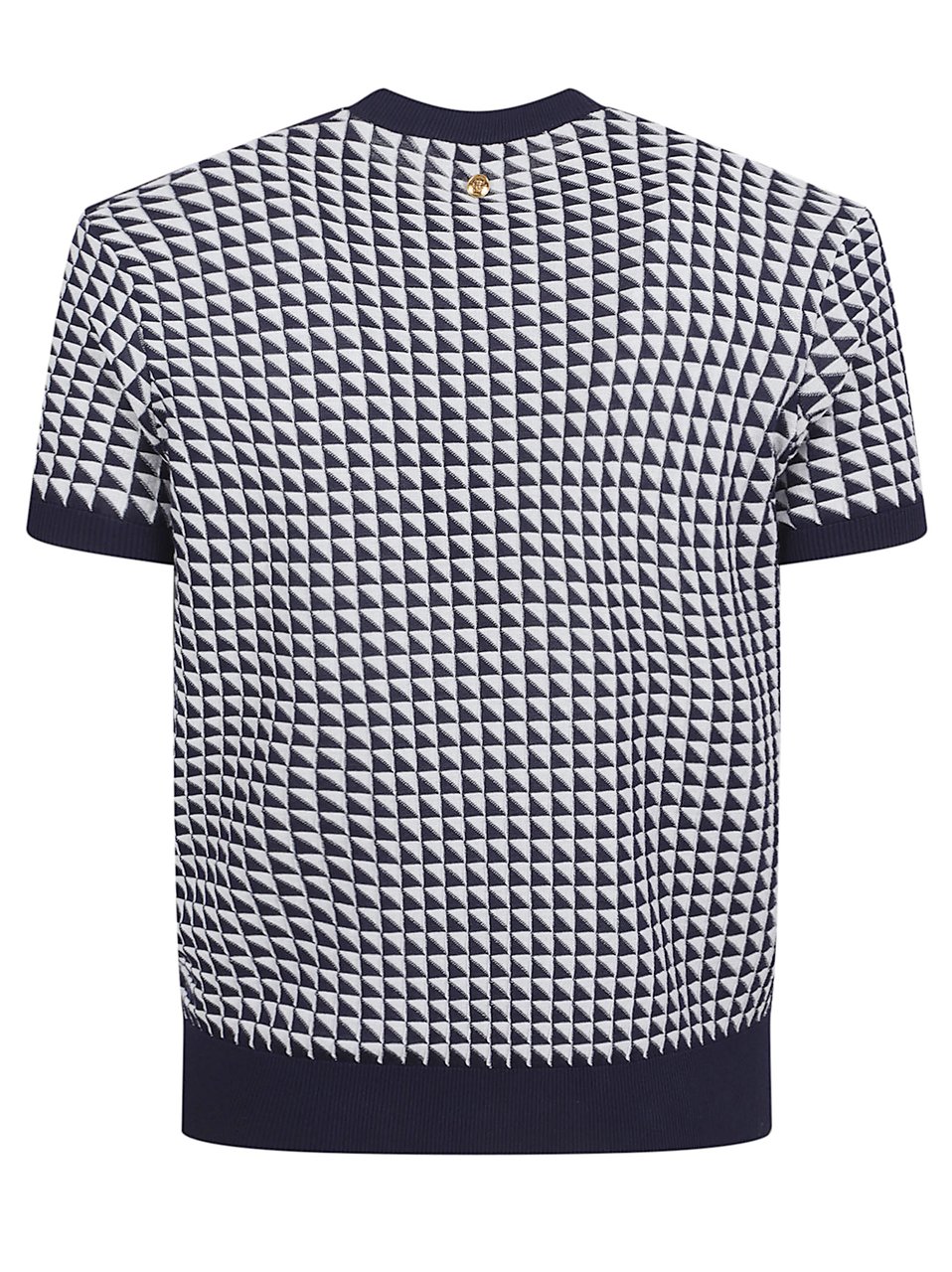Versace Short-Sleeved Geometric Knitwear with Ribbed Edges Grijs