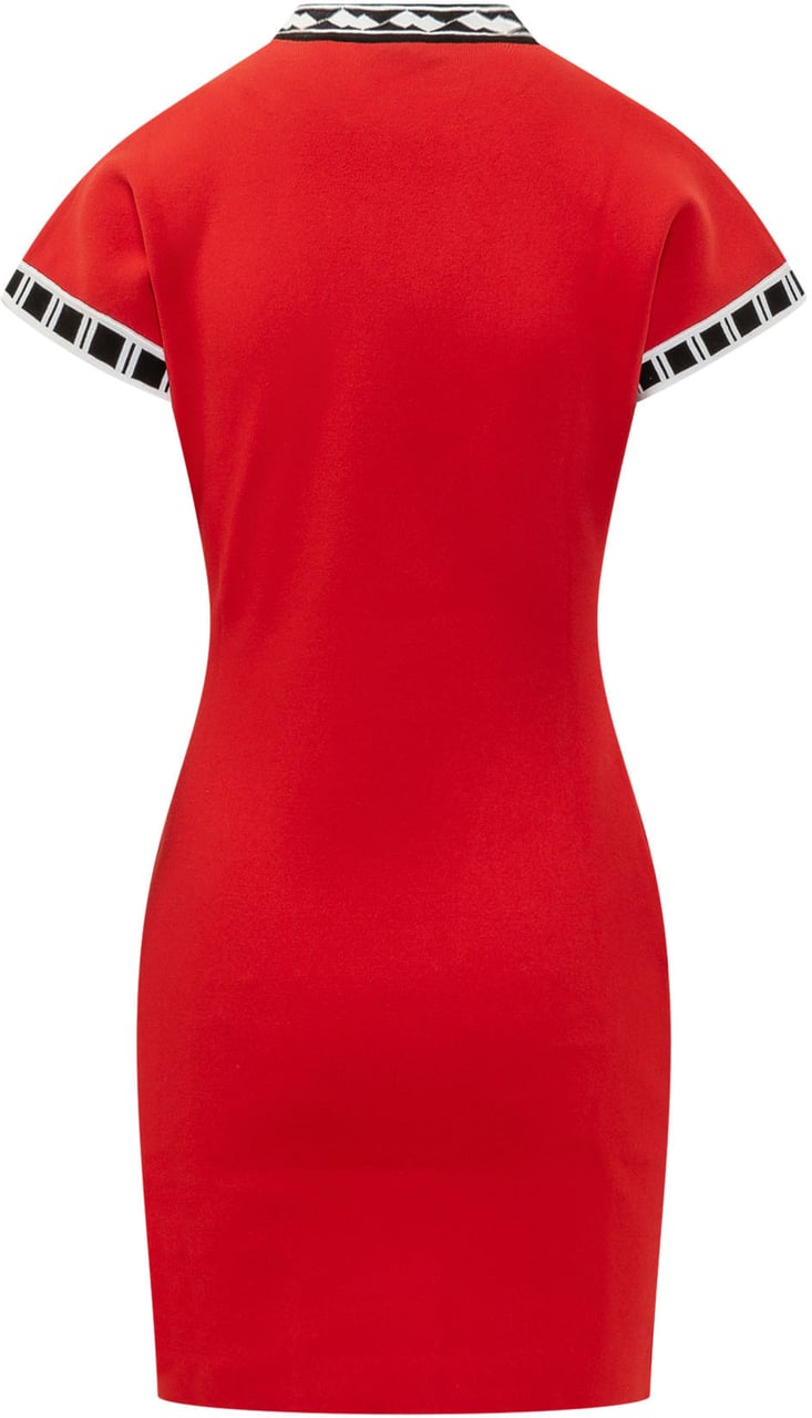 Versace Mini Abito con Profili Geometrici Rood