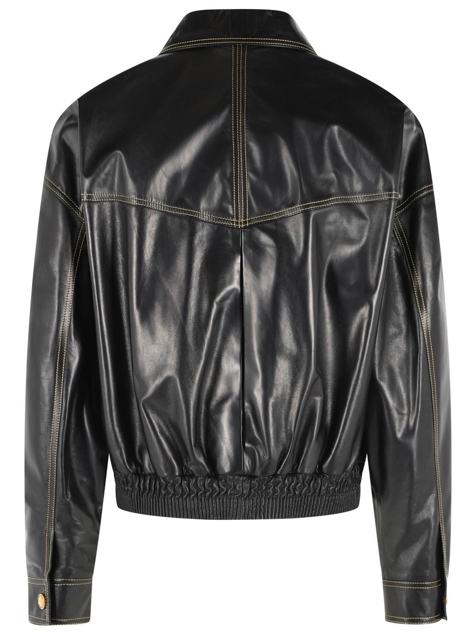 Versace Black Leather Jacket Grijs