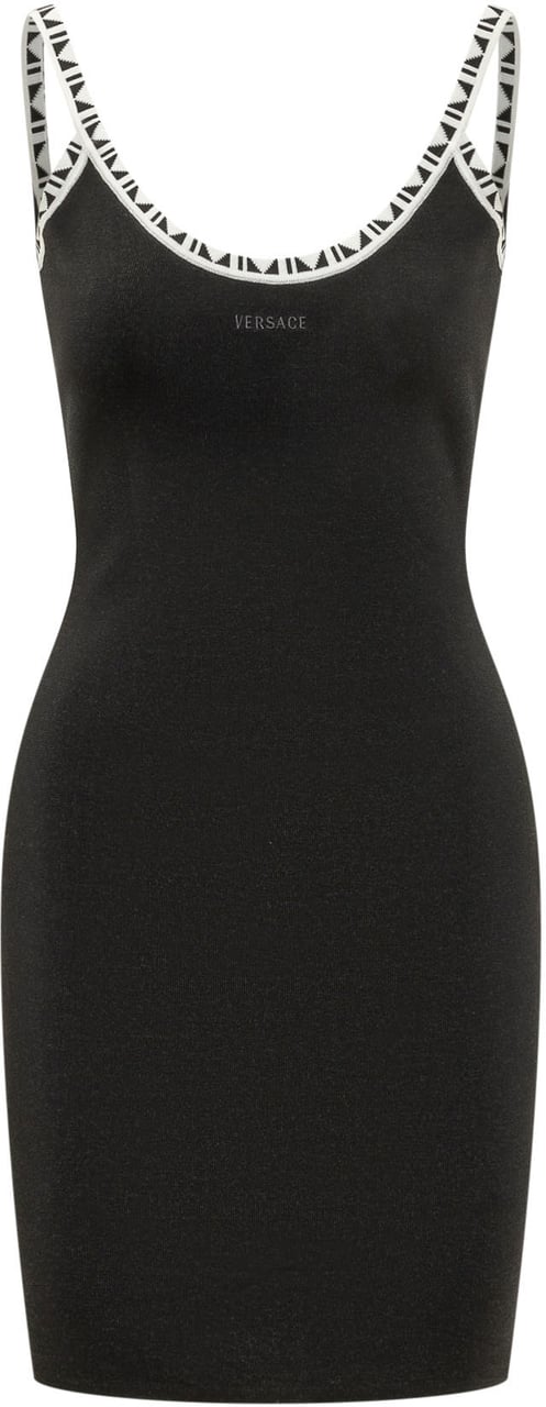 Versace Mini Abito con Spalline Decorate Zwart
