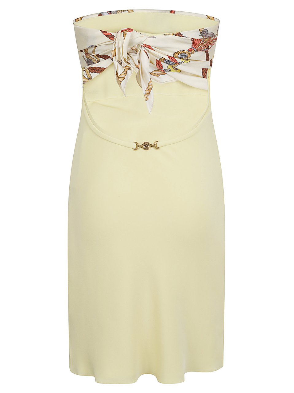 Versace Strapless Mini Dress in Crepe Marocain Silk with Medusa Detail Neutraal