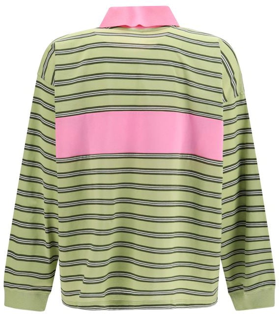 Versace Black Striped-Intarsia Cotton Polo Shirt Neutraal