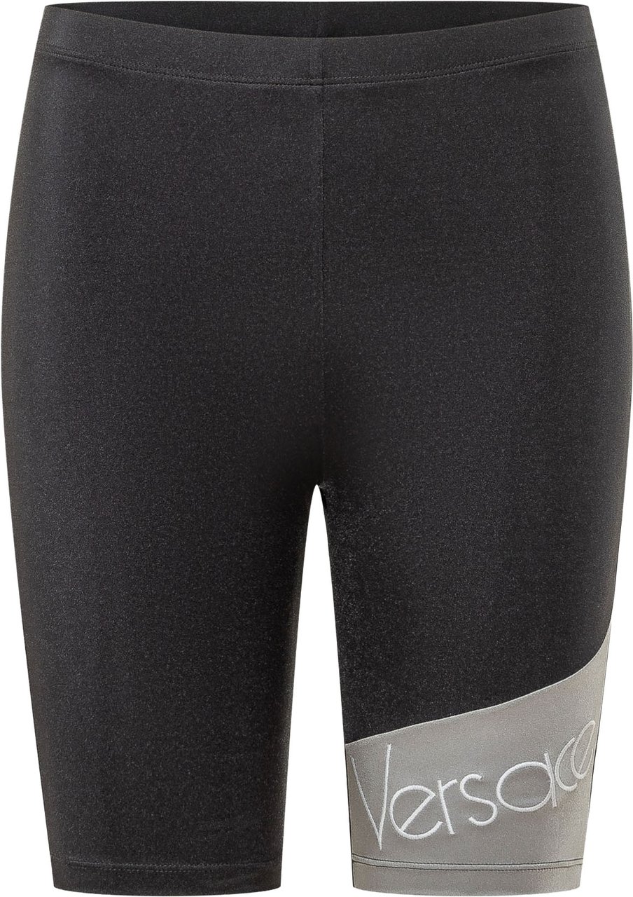 Versace Shorts Biker con Motivo Diagonale Donkergrijs