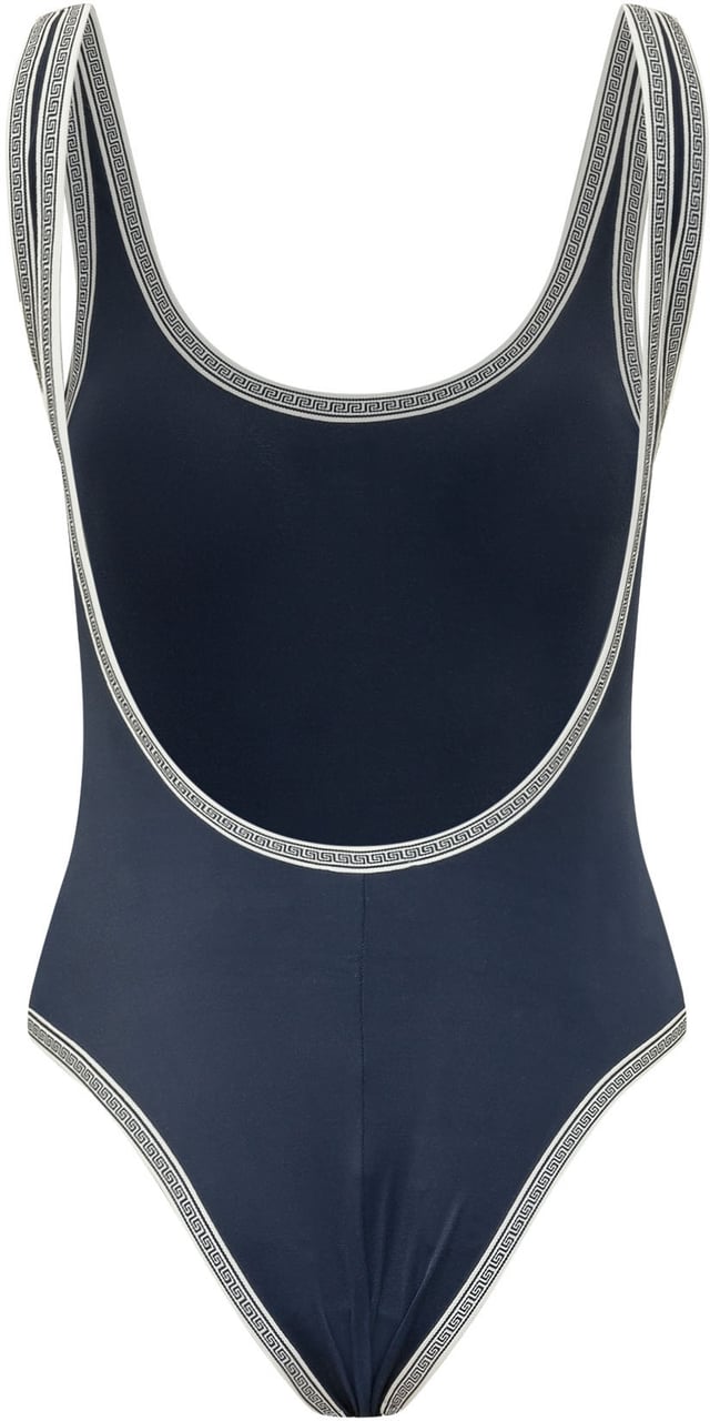Versace Costume Intero con Profili Geometrici Navy
