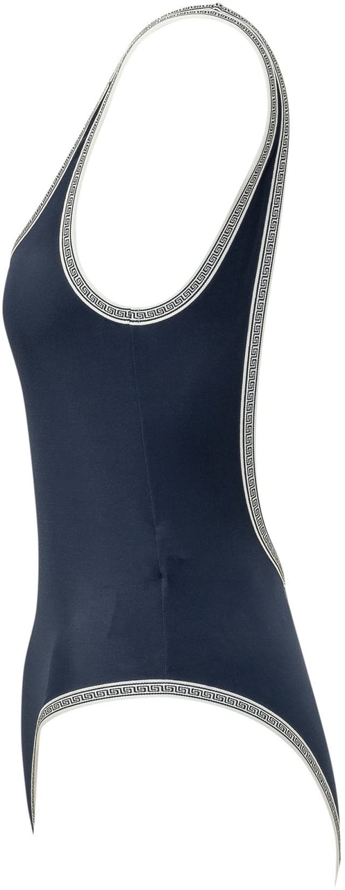 Versace Costume Intero con Profili Geometrici Navy