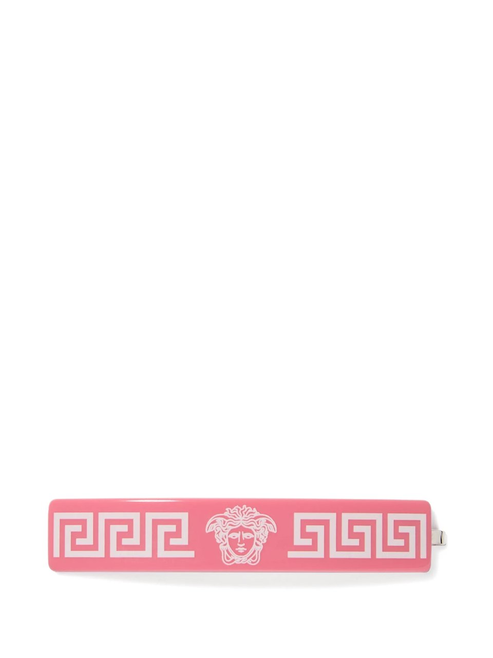 Versace Rectangular Pink Hair Clip With Greek Key Design Roze
