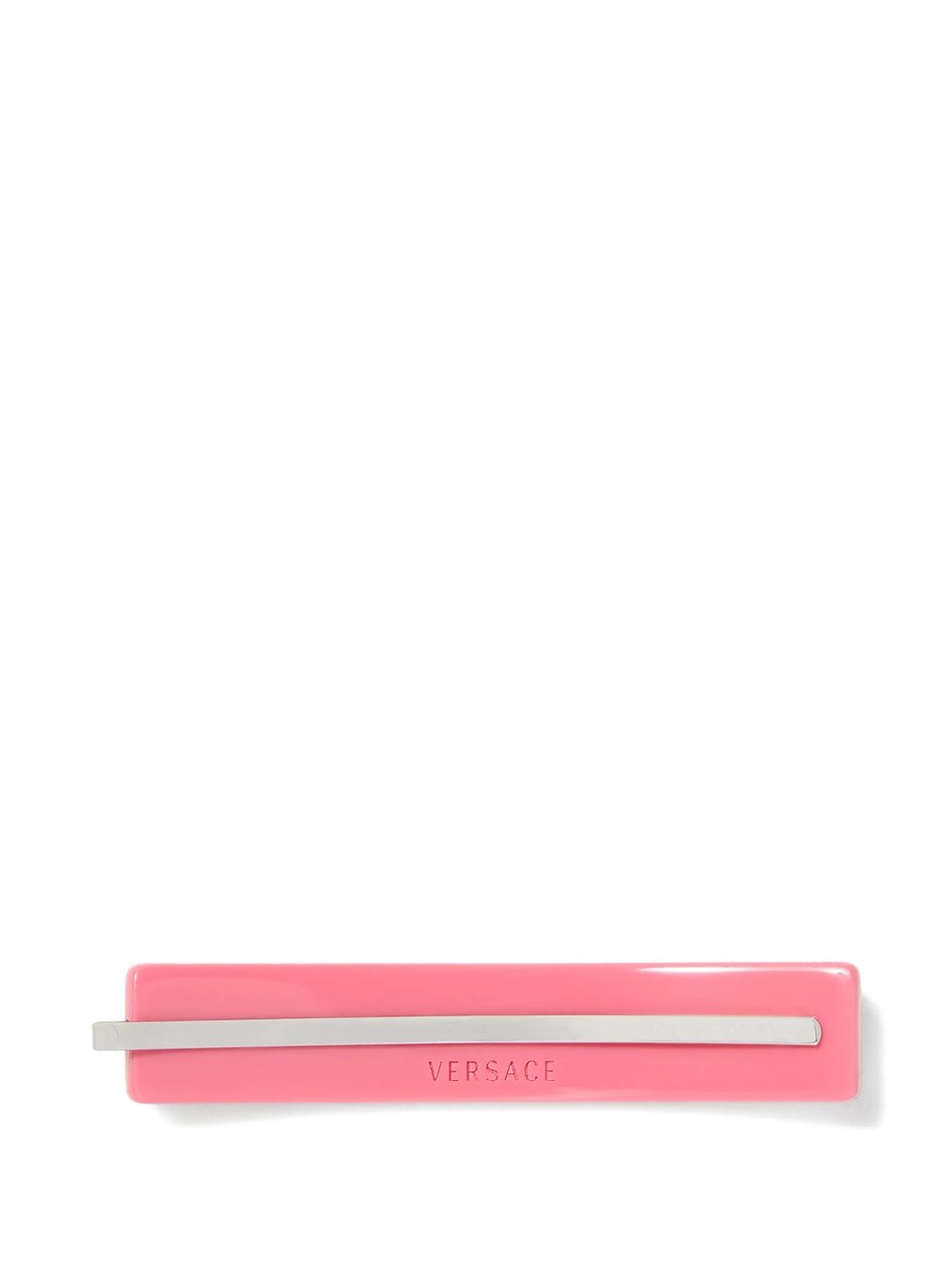 Versace Rectangular Pink Hair Clip With Greek Key Design Roze