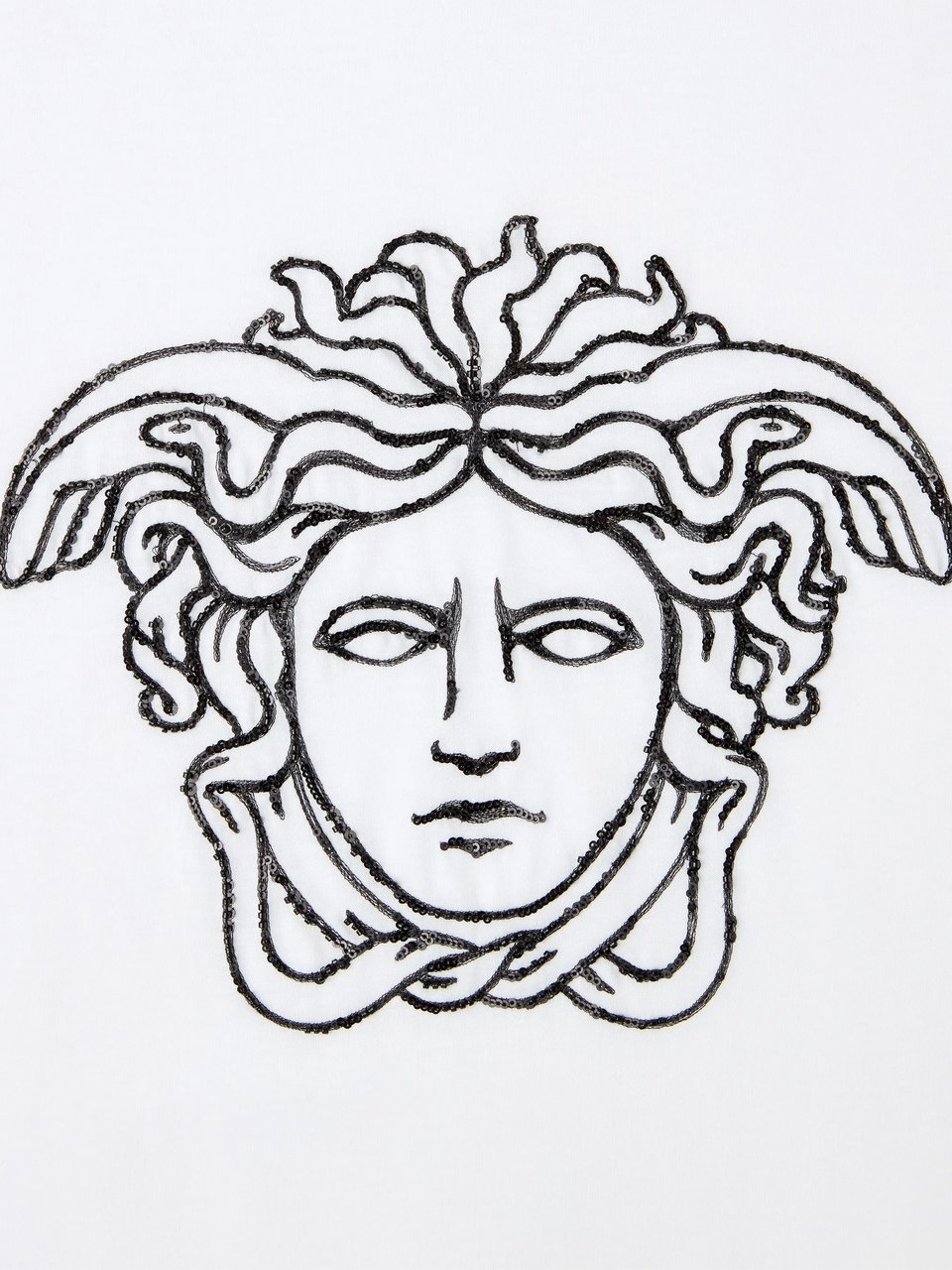 Versace Embroidered Medusa Head Cotton T-Shirt Wit