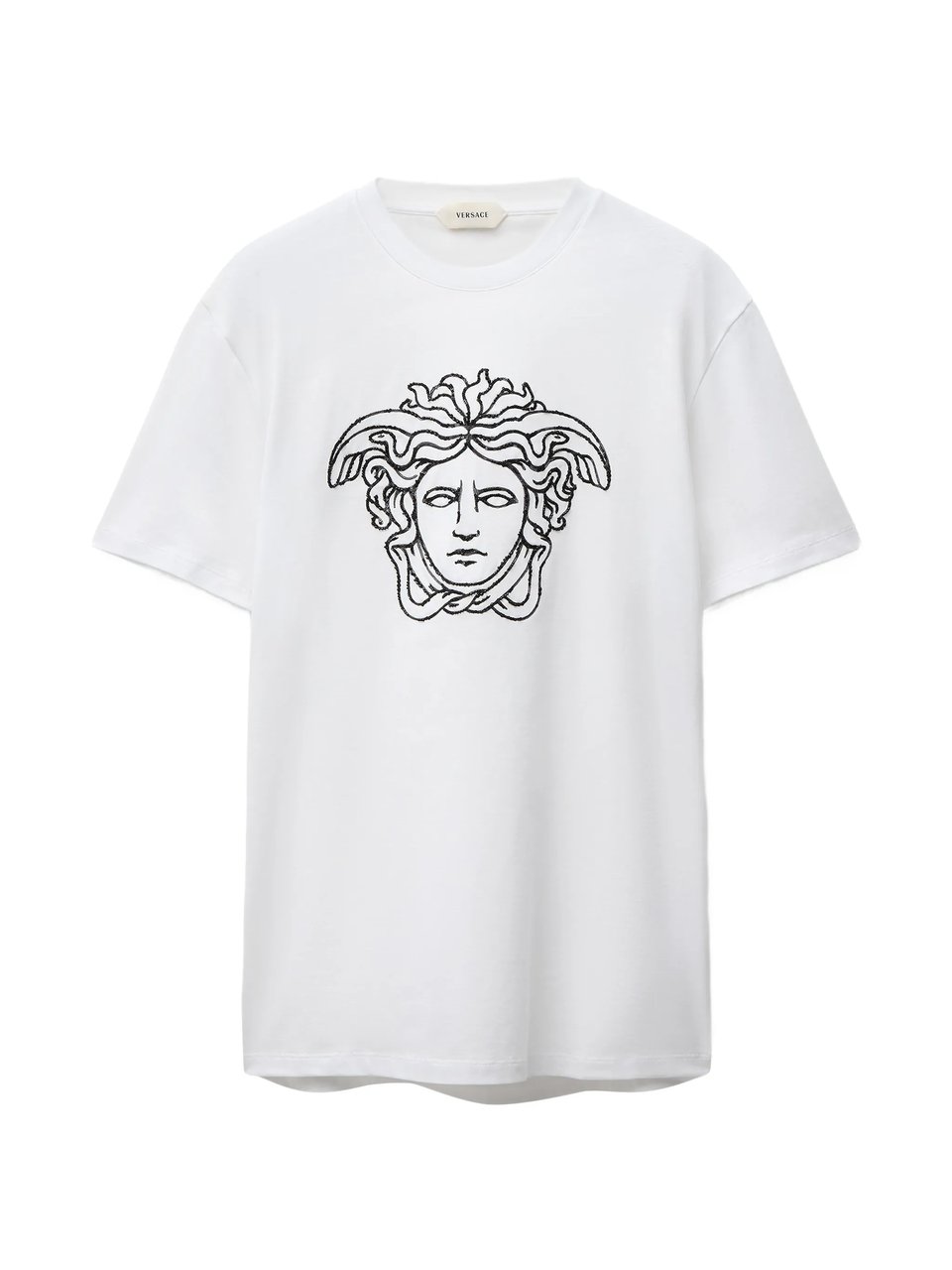 Versace Embroidered Medusa Head Cotton T-Shirt Wit