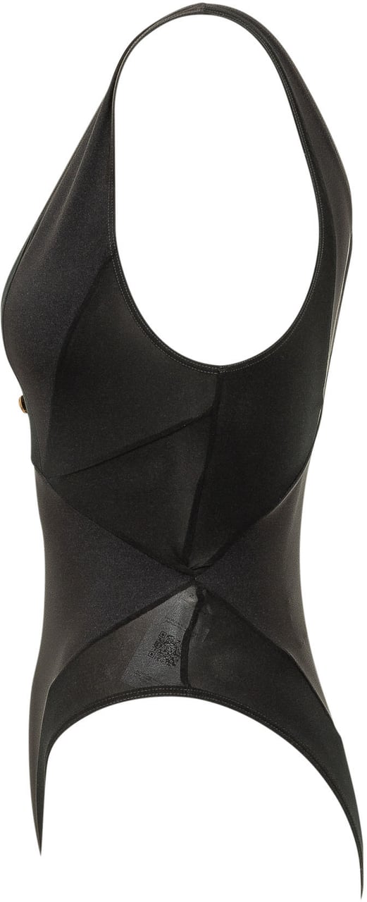 Versace Costume Intero con Inserti Trasparenti Zwart