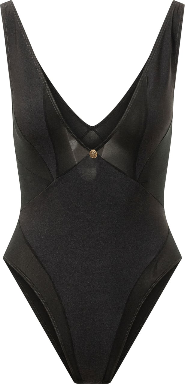Versace Costume Intero con Inserti Trasparenti Zwart
