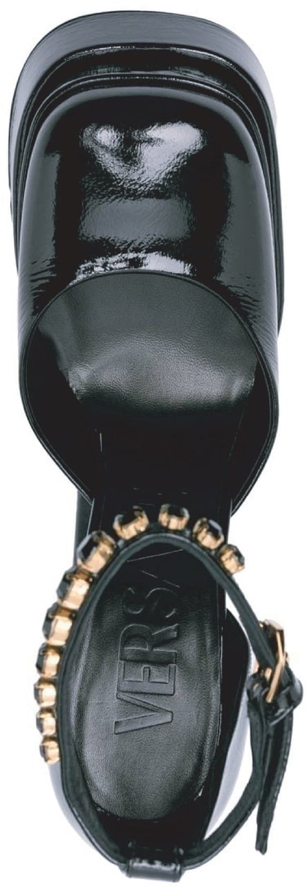 Versace Versace Leather Platform Sandals Zwart