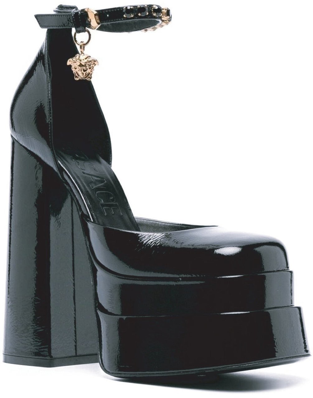 Versace Versace Leather Platform Sandals Zwart